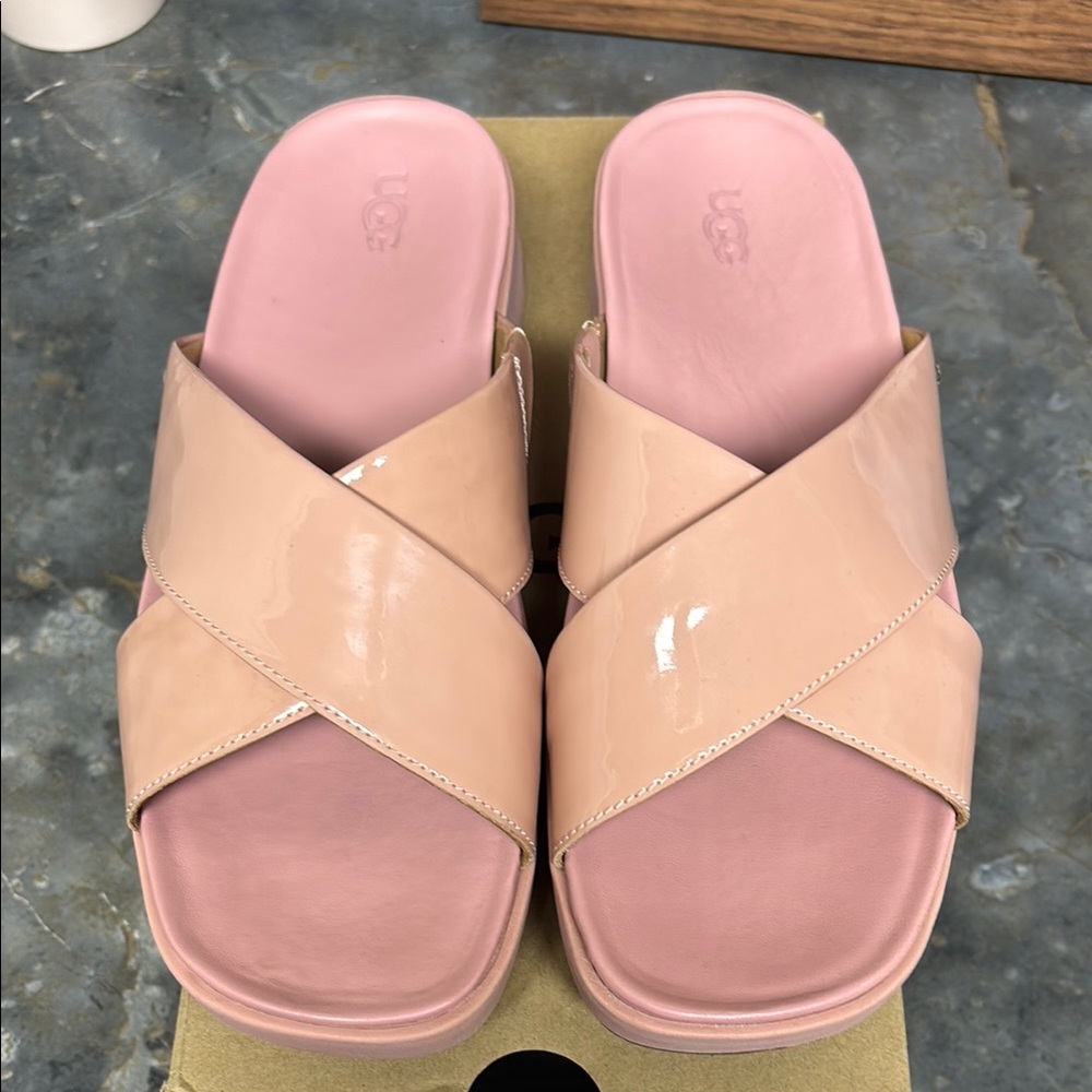 UGG Pink Crossover Strap Sandals